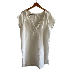 JOIE White Linen Mini Dress‎ Women's Large Beach Swim Cover up 100% Linen